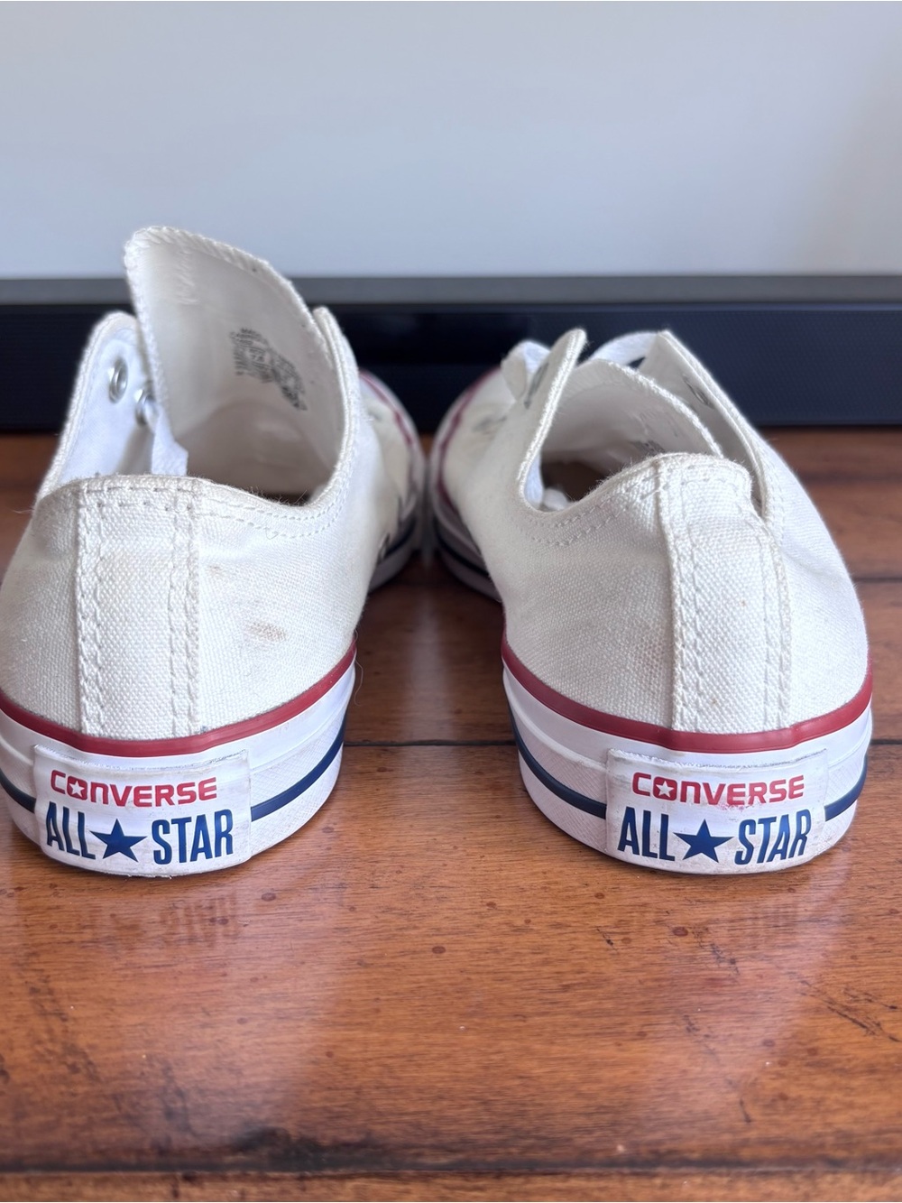 Converse Unisex Low-Top Canvas Sneakers in Off-White with Red Trim - Picture 2 of 10